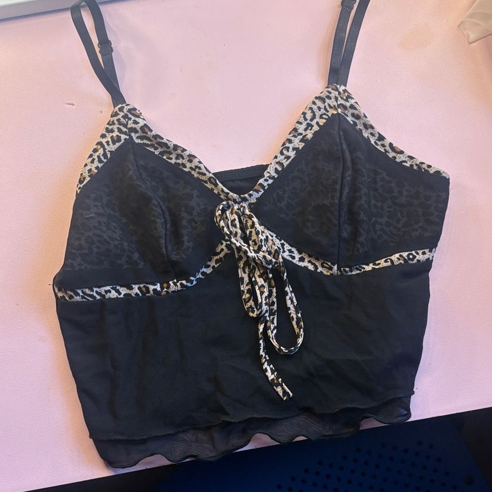 SHEIN Black Camisole with Leopard Accents